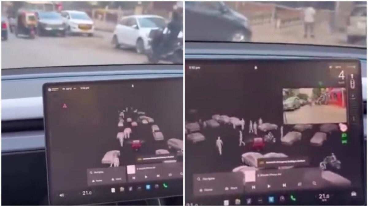 тАШtesla-gets-a-brain-freezeтАЩ:-viral-clip-captures-carmakerтАЩs-tech-navigating-chaotic-indian-traffic