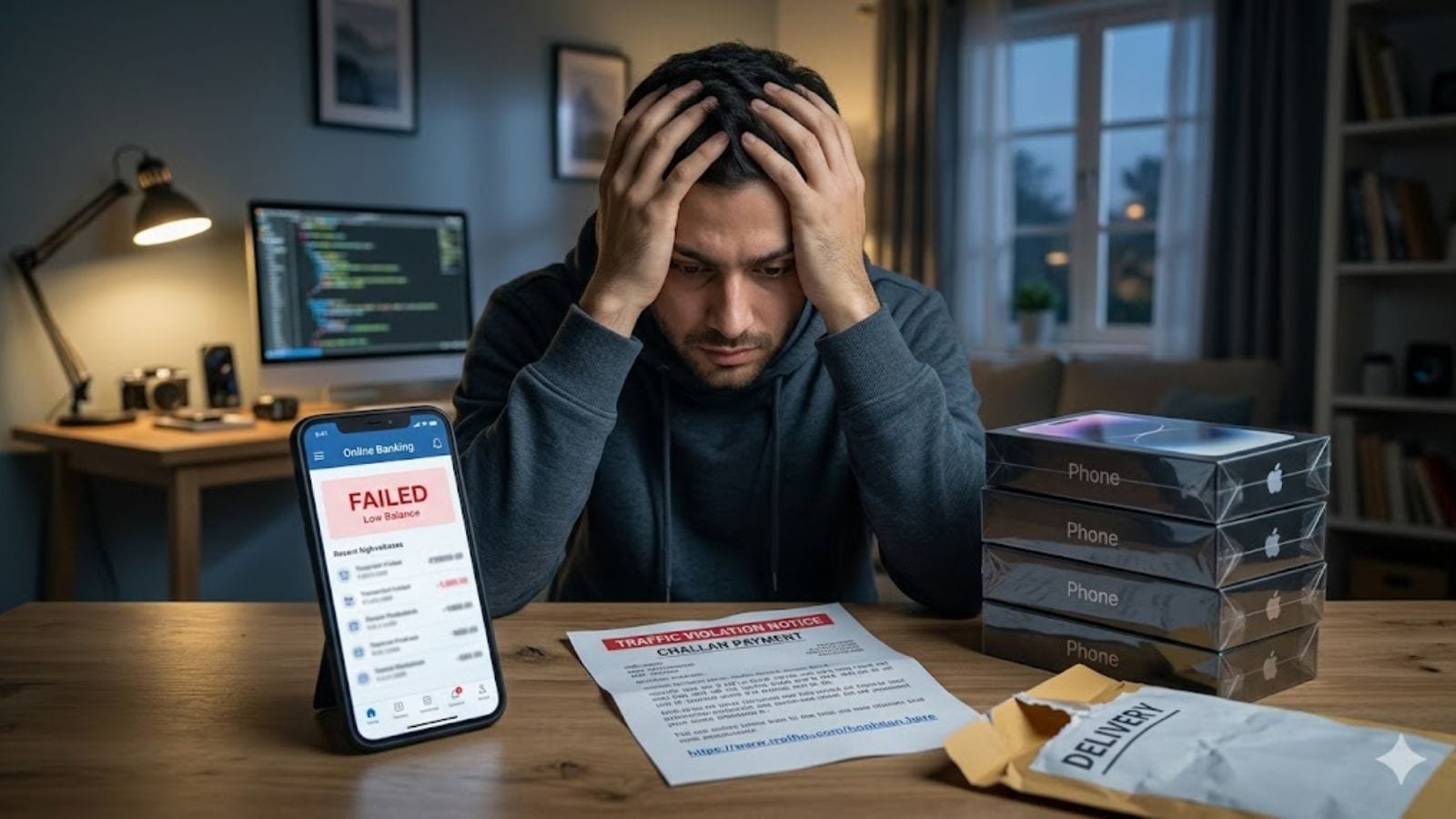 techie-loses-4.76-lakh-after-clicking-fake-traffic-challan-link;-fraudsters-buy-4-high-end-phones