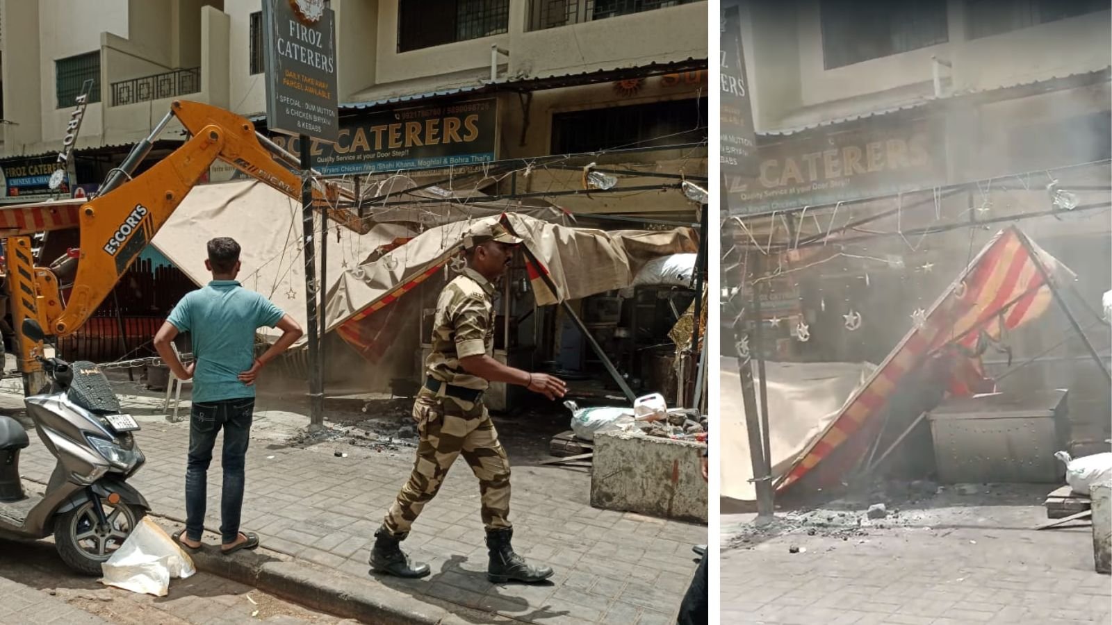 pune:-pmc-demolishes-illegal-sheds-outside-shops-on-nibm-road-in-kondhwa